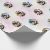 クリスマスライトフレームのパーソナライズされた写真 ラッピングペーパー (角)