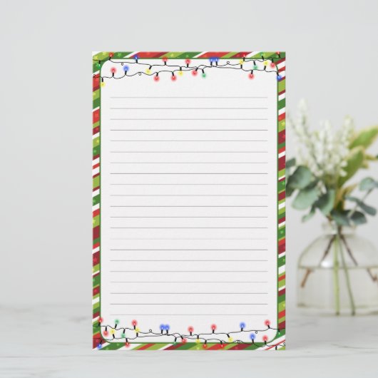 クリスマスライトフレームの休日が並ぶ 便箋 (スタンド正面)