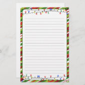 クリスマスライトフレームの休日が並ぶ 便箋 (正面/裏面)