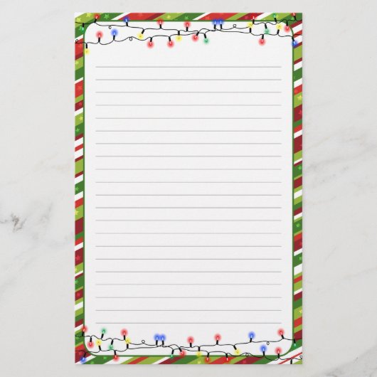 クリスマスライトフレームの休日が並ぶ 便箋 (正面)