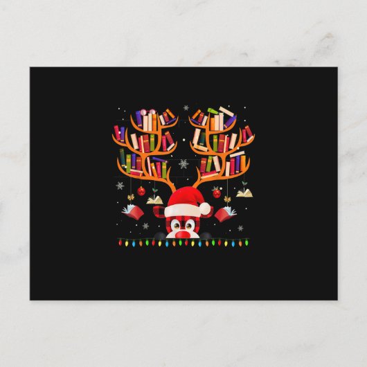 クリスマスライトブックラバーライブラリアン図書館蔵書Rein ポストカード (正面)