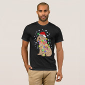 クリスマスライトプードルドッグパピー Tシャツ (正面フル)