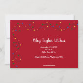 クリスマスライトベビー写真誕生のお知らせ シーズンカード (裏面)