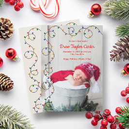 クリスマスライトベビー写真誕生のお知らせ シーズンカード