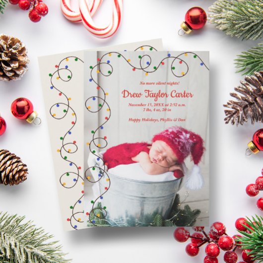 クリスマスライトベビー写真誕生のお知らせ シーズンカード