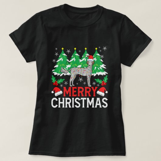 クリスマスライトペルシャグレイハウンドXMASS犬愛好家 Tシャツ (デザイン正面)