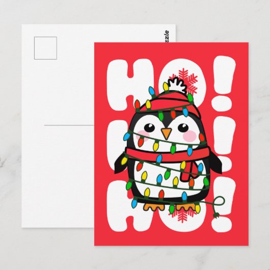 クリスマスライトペンギンHo Ho! ポストカード (正面/裏面)