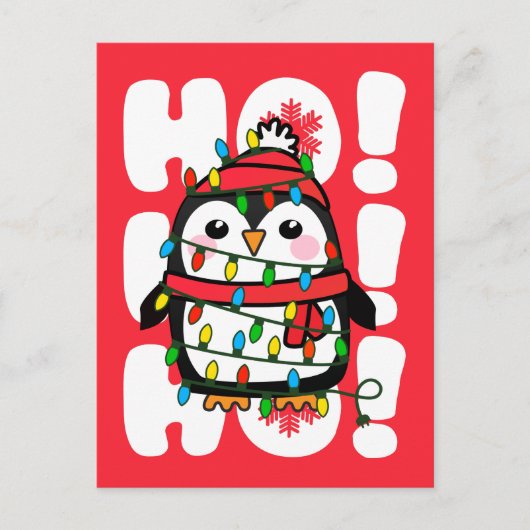 クリスマスライトペンギンHo Ho! ポストカード (正面)