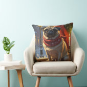 クリスマスライトホリデイ付きパグ クッション (椅子)