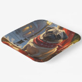 クリスマスライトホリデイ付きパグ ペーパープレート (傾斜あり)