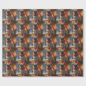 クリスマスライトホリデイ付きパグ ラッピングペーパー (フラット)