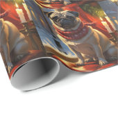 クリスマスライトホリデイ付きパグ ラッピングペーパー (ロールコーナー)