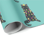 クリスマスライトホリデーに黒猫おもしろい ラッピングペーパー (ロールコーナー)