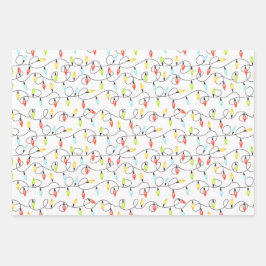 クリスマスライトホリデーパターン ラッピングペーパーシート