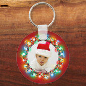 クリスマスライトホリデーフォトリースオンレッド キーホルダー (正面)