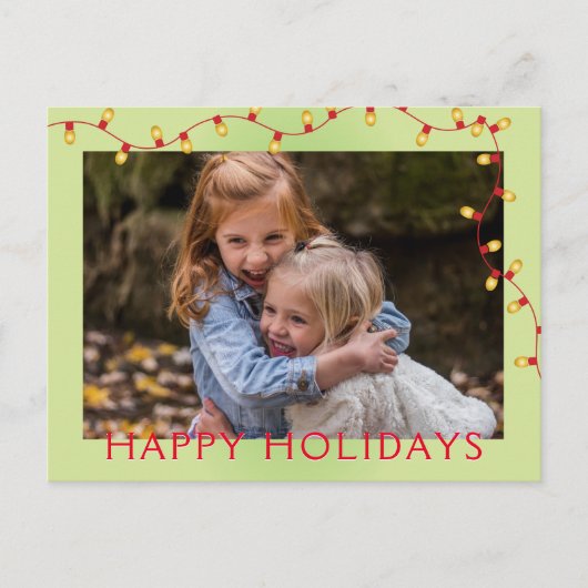 クリスマスライトホリデー🎄ライムグリーンフォトフレーム シーズンポストカード (正面)