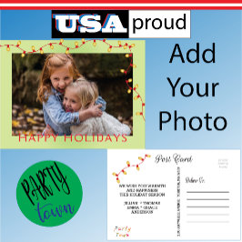 クリスマスライトホリデー🎄ライムグリーンフォトフレーム シーズンポストカード