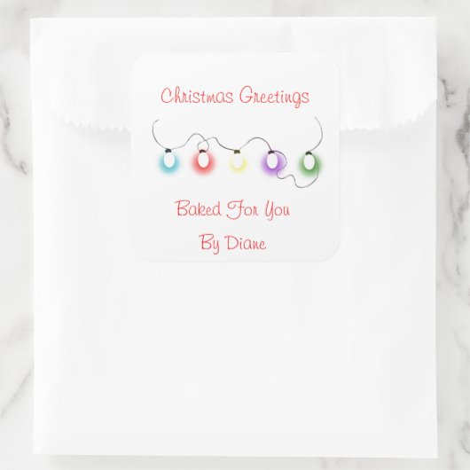 クリスマスライトホリデーラベル スクエアシール (バッグ)