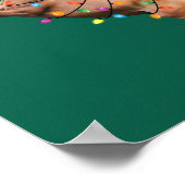 クリスマスライトホースサンタおもしろいクリスマスツリーホース ポスター (角)