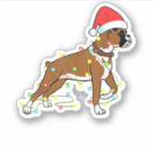クリスマスライトボクサー犬好きおもしろいギフト シール (正面)