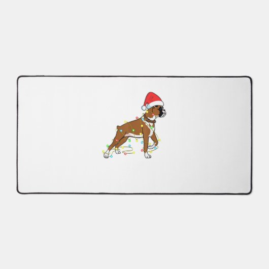 クリスマスライトボクサー犬好きおもしろいギフト デスクマット (正面)