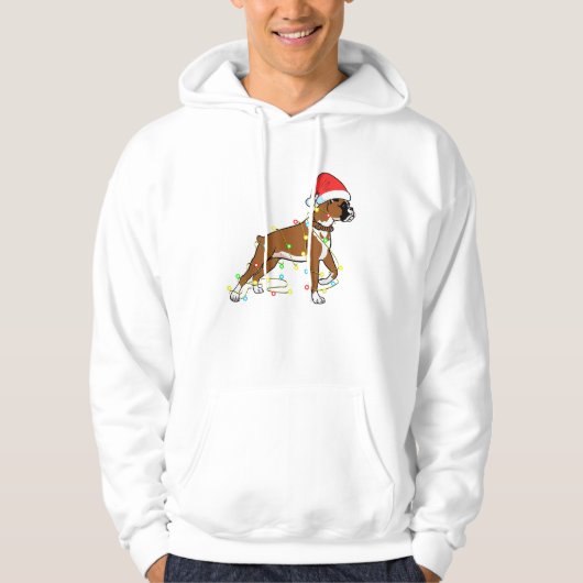 クリスマスライトボクサー犬好きおもしろいギフト パーカ (正面)