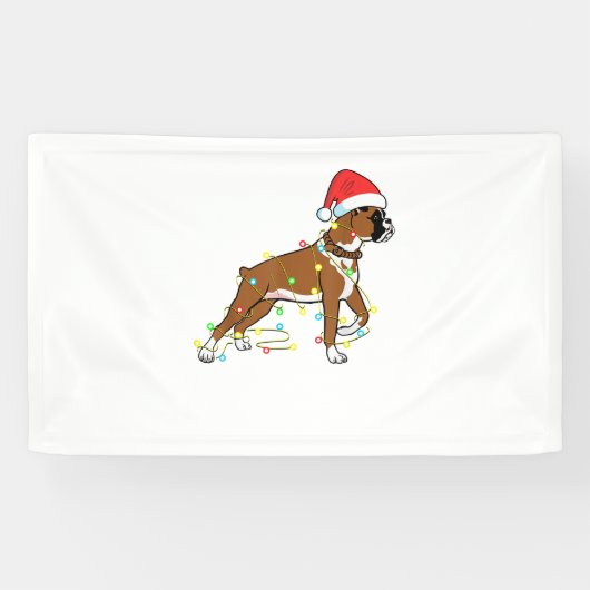 クリスマスライトボクサー犬好きおもしろいギフト 横断幕 (横)