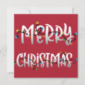 クリスマスライトメリークリスマスススススクエアフォトカード シーズンカード (正面)