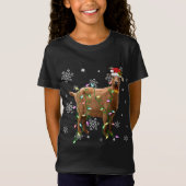 クリスマスライトヤギおもしろい恋人サンタハットクリスマスF Tシャツ (正面)