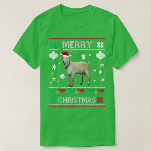 クリスマスライトヤギクリスマスパジャマメリークリスマス Tシャツ (デザイン正面)