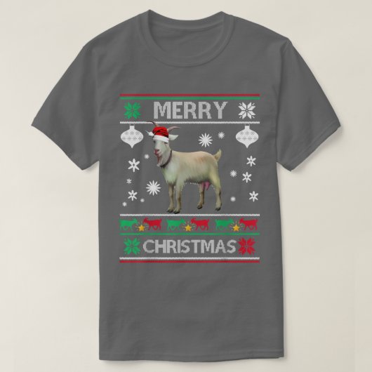 クリスマスライトヤギクリスマスパジャマメリークリスマスG Tシャツ (デザイン正面)
