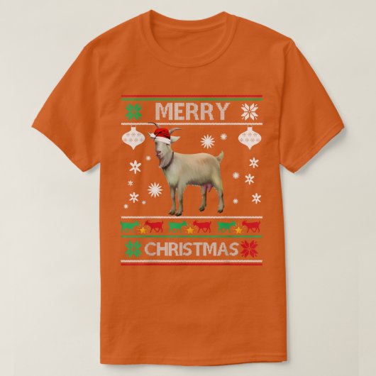 クリスマスライトヤギクリスマスパジャマメリークリスマスG Tシャツ (デザイン正面)