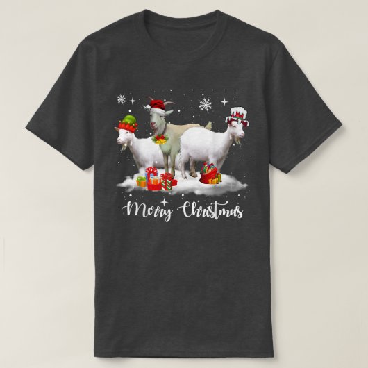 クリスマスライトヤギクリスマスパジャマ Tシャツ (デザイン正面)