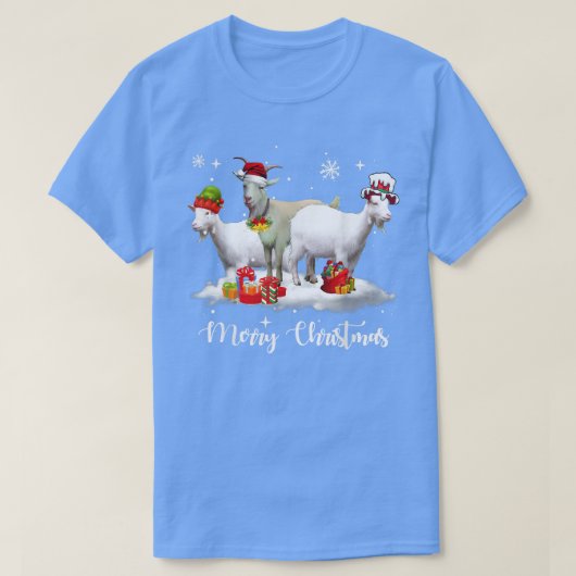 クリスマスライトヤギクリスマスパジャマ Tシャツ (デザイン正面)