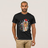 クリスマスライトヨークシャーテリアドッグパピー Tシャツ (正面フル)