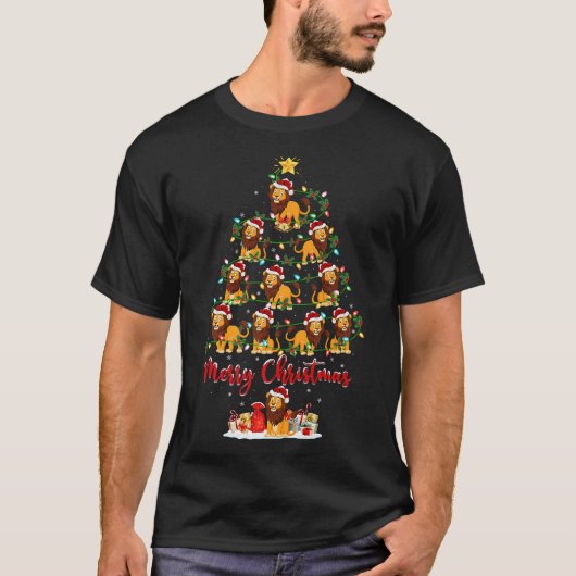 クリスマスライトライオンズクリスマスツリーメリー Tシャツ (正面)
