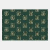 クリスマスライトレッド緑の黒い金ゴールドキャンドルかわいい ラッピングペーパーシート (正面2)