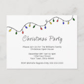クリスマスライトレトロホリデーパーティー招待状 ポストカード (正面)