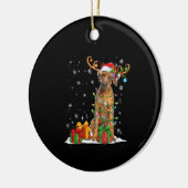 クリスマスライトローデシアンのリッジバックドッグ セラミックオーナメント (左)