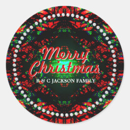 クリスマスライトヴィジョンレッドグリーンホリデーヴィーブ ラウンドシール