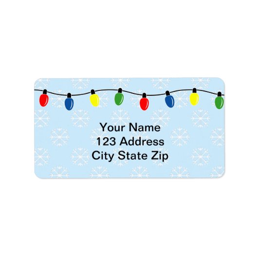クリスマスライト付きのホリデー住所ラベル ラベル (正面)