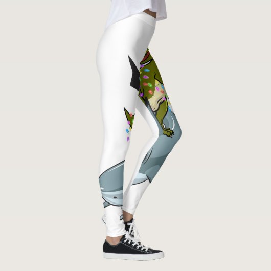 クリスマスライト付きクリスマスTレックスサメの皮むき レギンス (右)