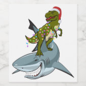 クリスマスライト付きクリスマスTレックスサメの皮むき ワインラベル (シングルラベル)