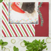 クリスマスライト付きサンタハットのクリスマスプグ キッチンタオル (折り畳み)