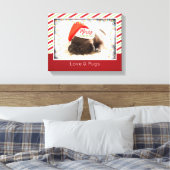 クリスマスライト付きサンタハットのクリスマスプグ キャンバスプリント (インサイチュ (寝室))