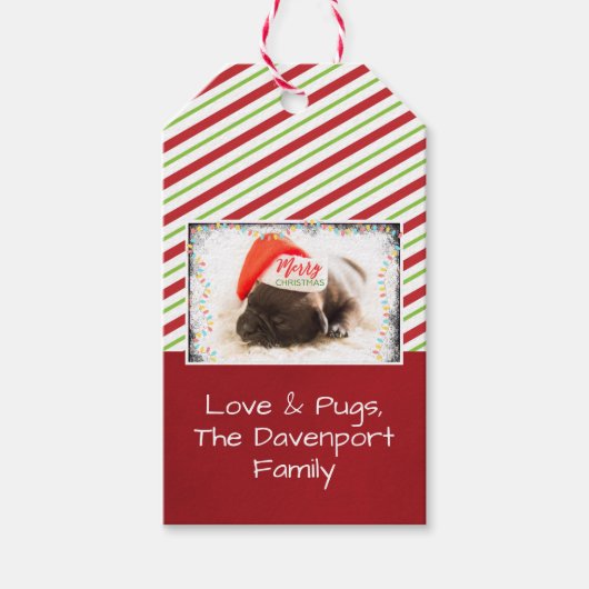 クリスマスライト付きサンタハットのクリスマスプグ ギフトタグ (正面)