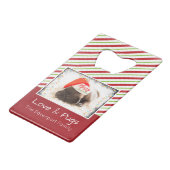 クリスマスライト付きサンタハットのクリスマスプグ クレジットカード栓抜き (正面アングル)