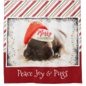 クリスマスライト付きサンタハットのクリスマスプグ シャワーカーテン (正面)