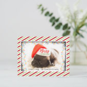 クリスマスライト付きサンタハットのクリスマスプグ シーズンポストカード (スタンド正面)