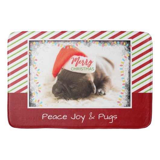 クリスマスライト付きサンタハットのクリスマスプグ バスマット (正面)